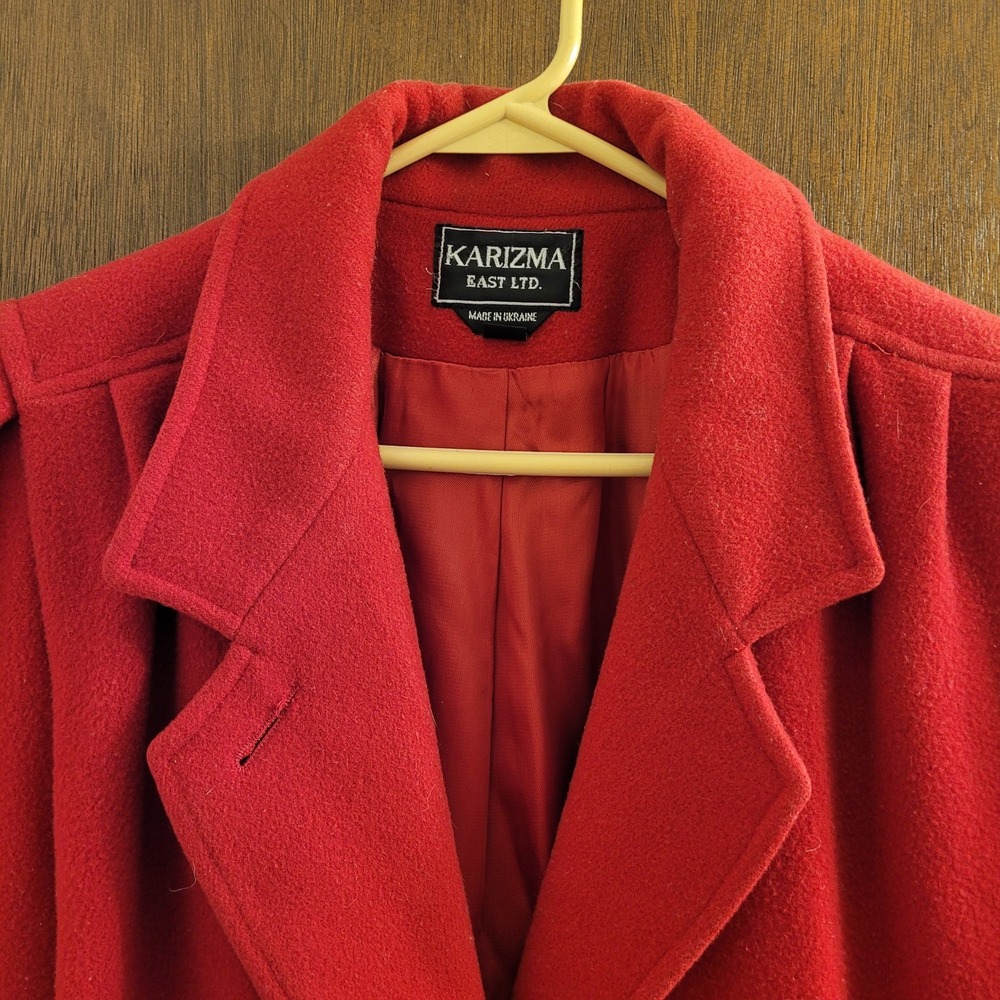 Karizma East Ltd. Vintage Wool Coat Red Lined Extra Button Womens‎ Size 10 - Picture 6 of 13
